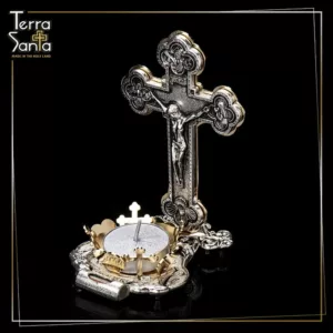 Table Standing Crucifix Candle Jerusalem INRI Jesus King of the Jews