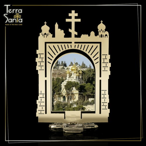 Suporte para decoração de mesa ortodoxa cristã de Jerusalém Mary Magdelena e solo da Terra Santa em uma cápsula