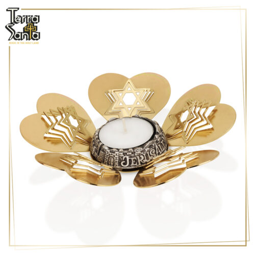 Jewish Candle Star of David & Jerusalem Candle Holder