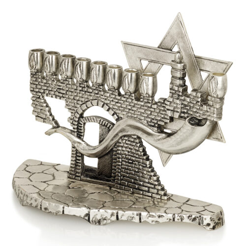 Hanukkah Menorah Jerusalem Walls Star of David Shofar